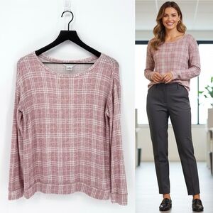 Liz Claiborne Plaid Long Sleeve Knit Top Small